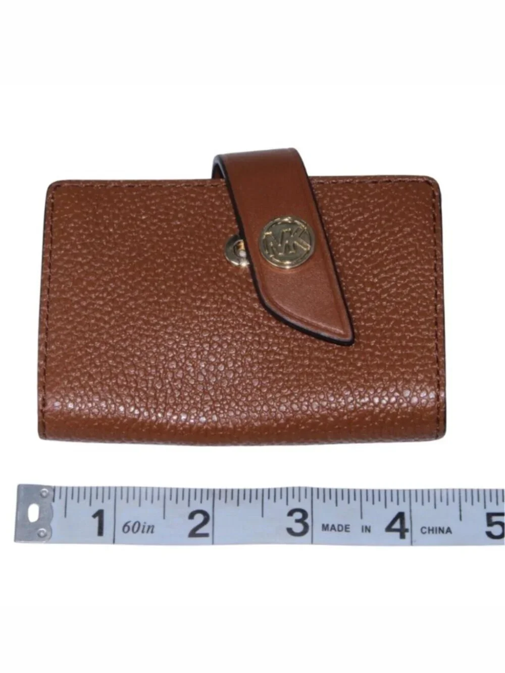 MICHAEL KORS Jet Set Travel Card Case Wallet MK Brow Pebble Leather NWT